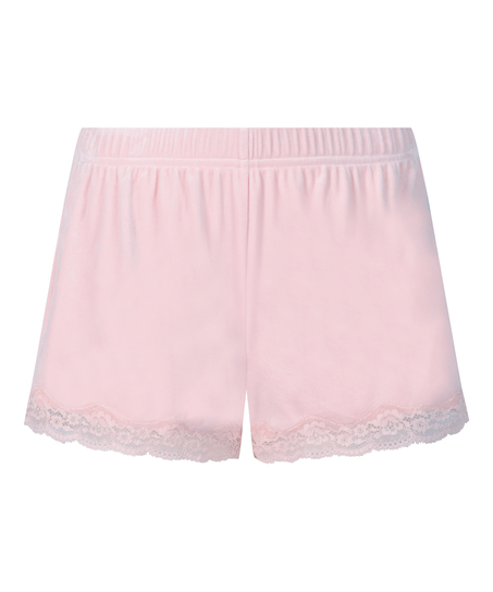 Short en velours à dentelle, Rose