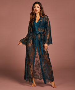 Kimono Allover Lace lang, Blau