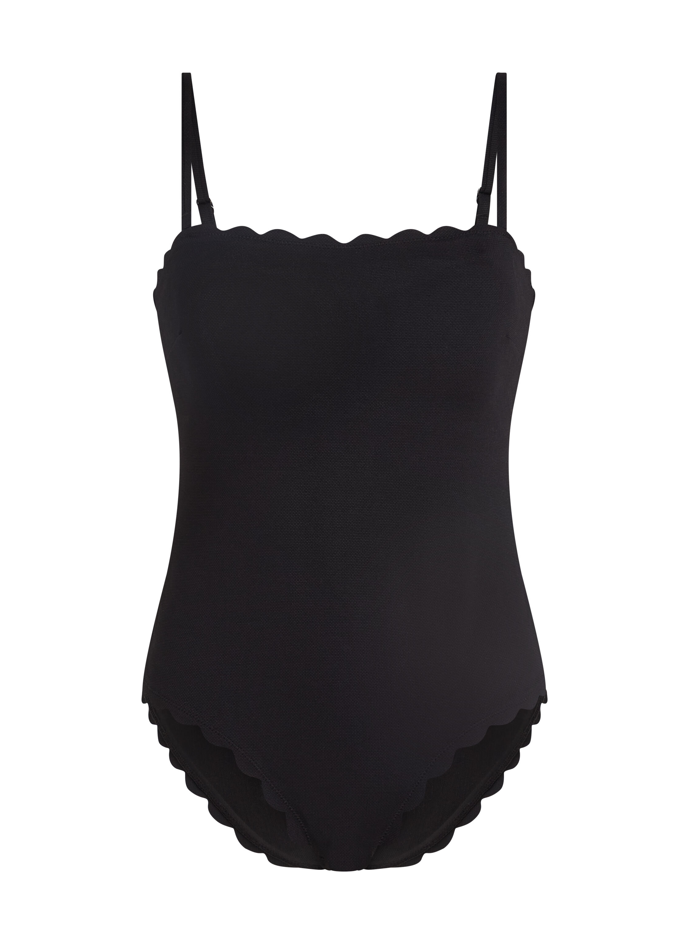 Badeanzug Bandeau Scallop, Schwarz