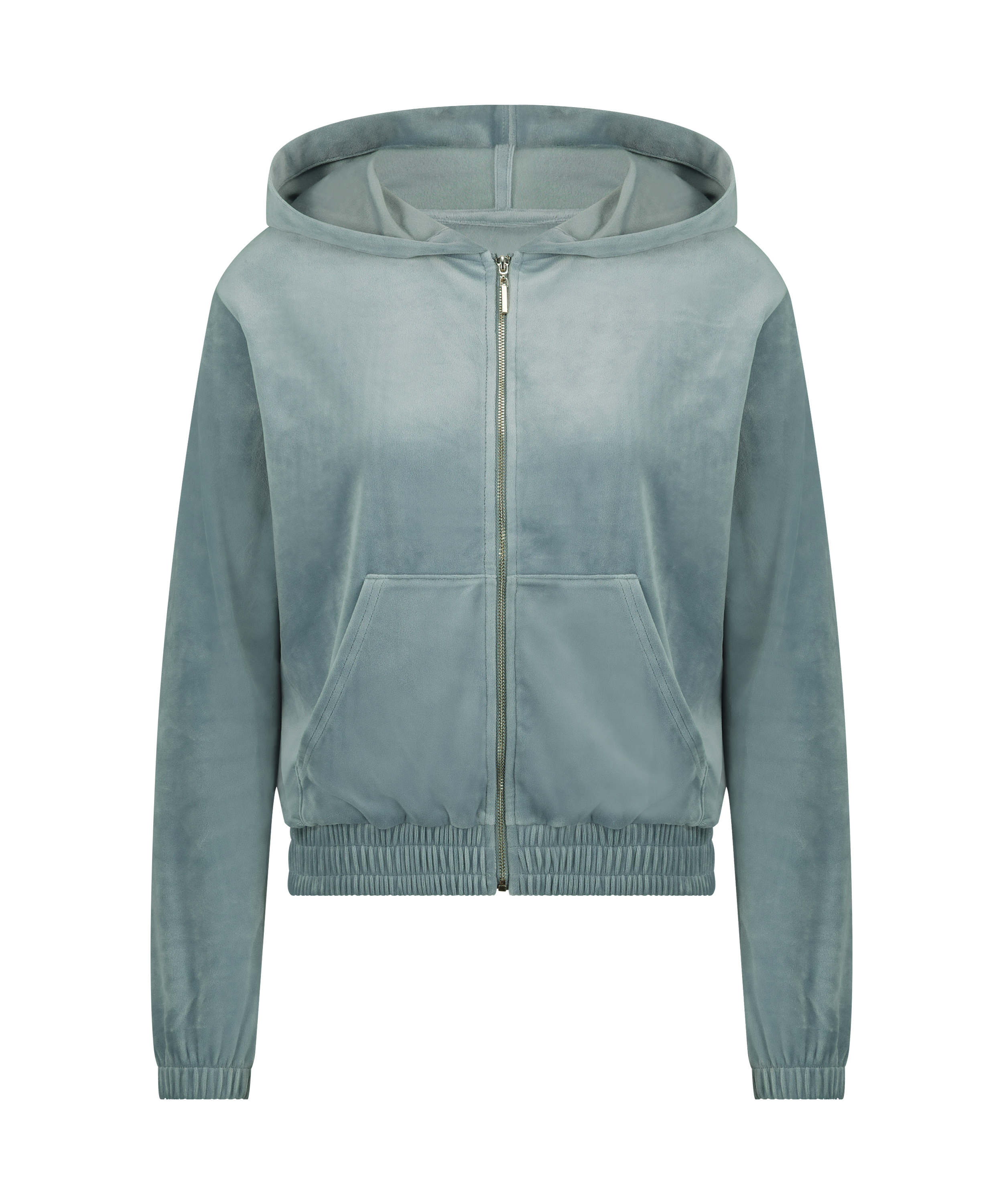 Hoodie Jacke Velours, Blau, main