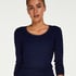 Top LS Rib R-neck, Bleu