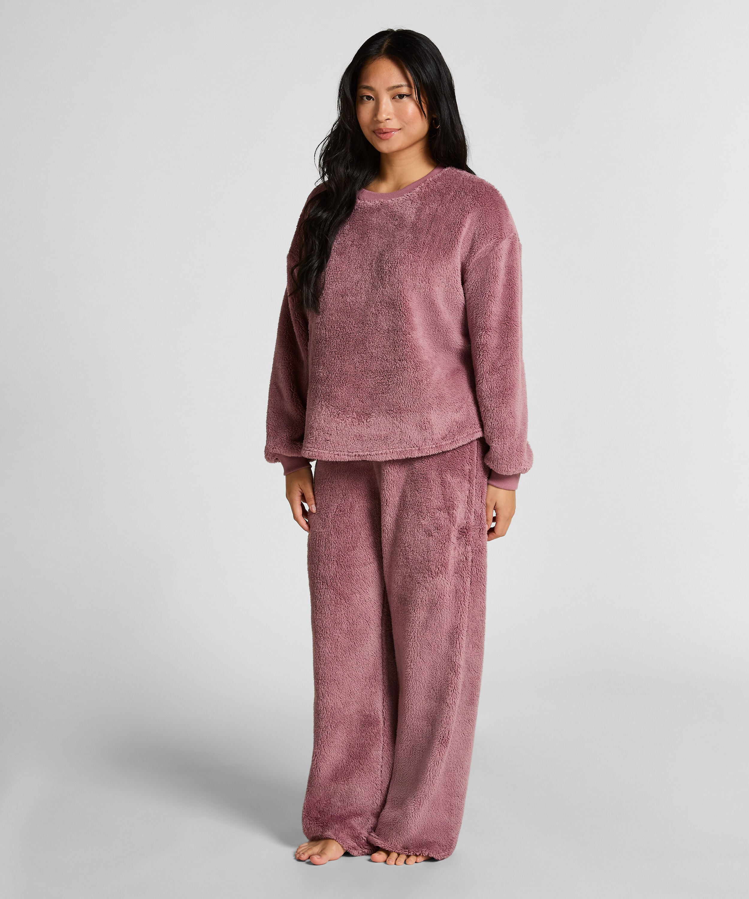 Langärmeliges Fluffy-Fleece-Top