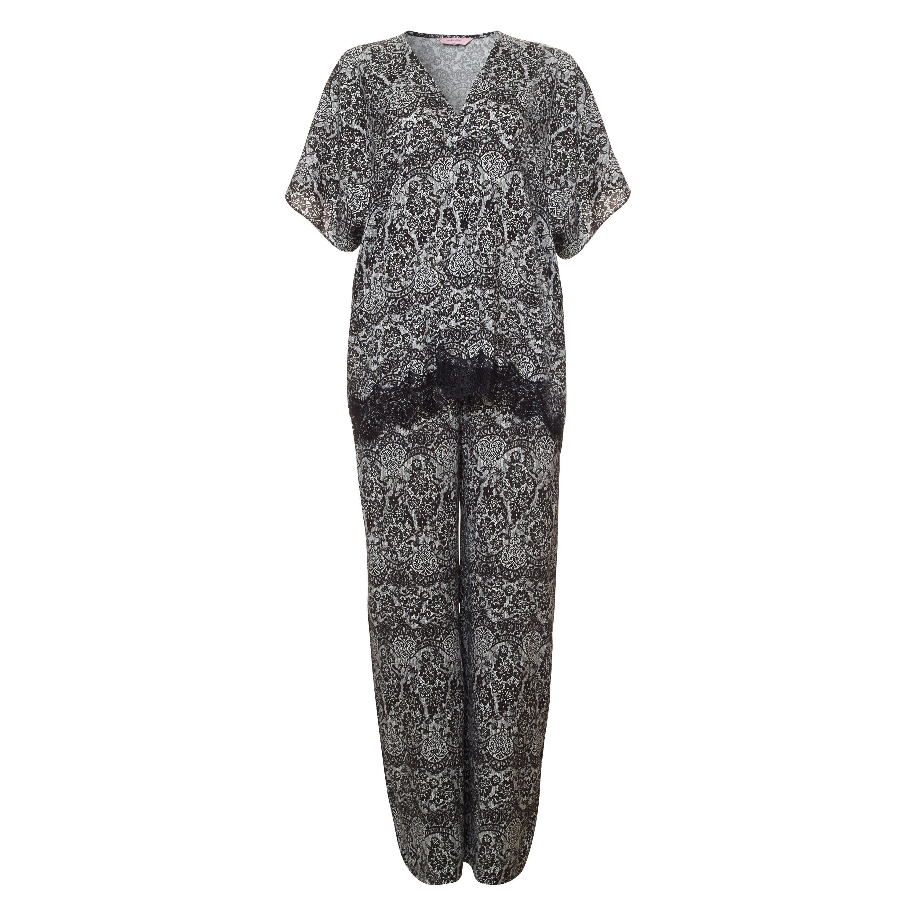 Kimono Macy lace print, Schwarz, main