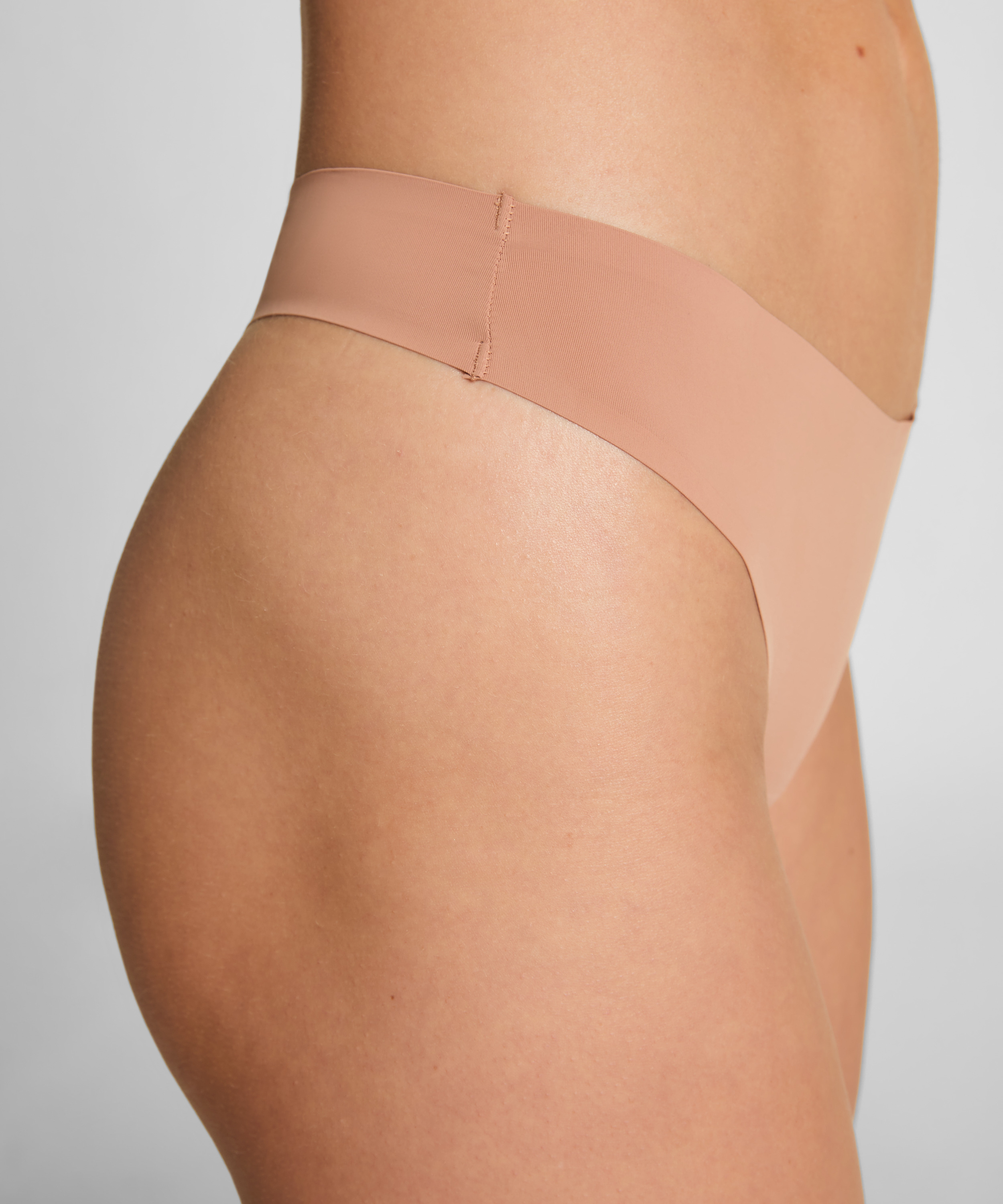 Lot de 3 strings invisibles, marron, main