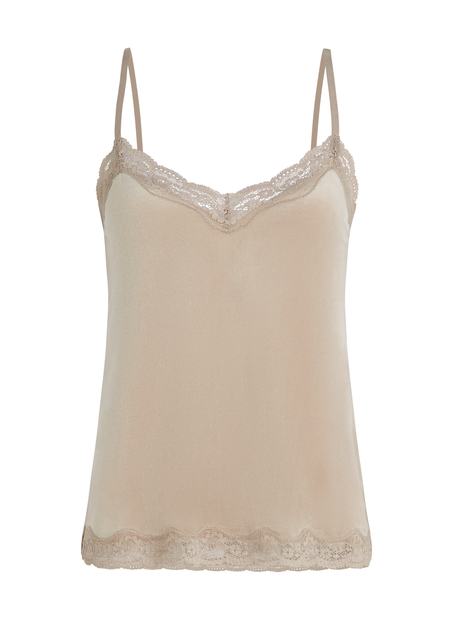 Camisole velours Dentelle, Beige