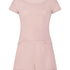 Geripptes Pyjamaset mit Spitze, Rose