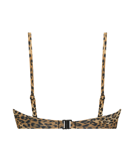 Vorgeformtes trägerloses Push-Up Bikini-Oberteil Leopard, Braun