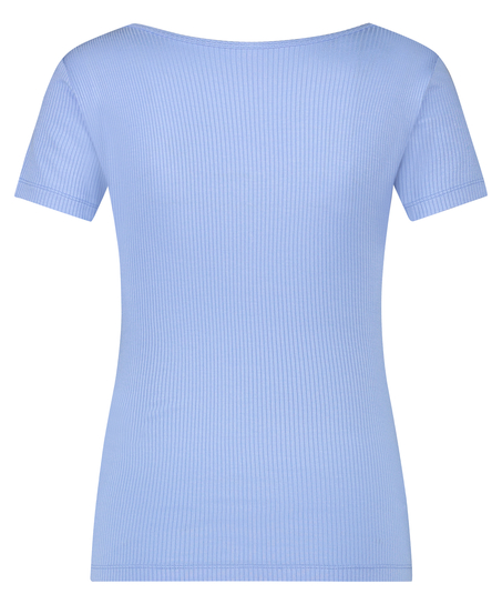 Haut de pyjama manches courtes Henley, Bleu