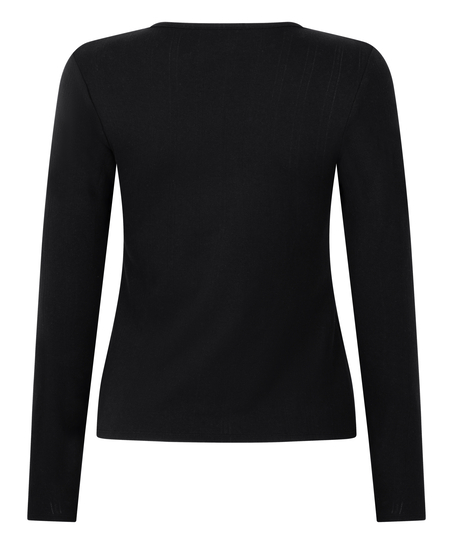 Pyjama-Oberteil Henley, Schwarz