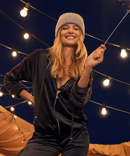 Hoodie en velours, Gris