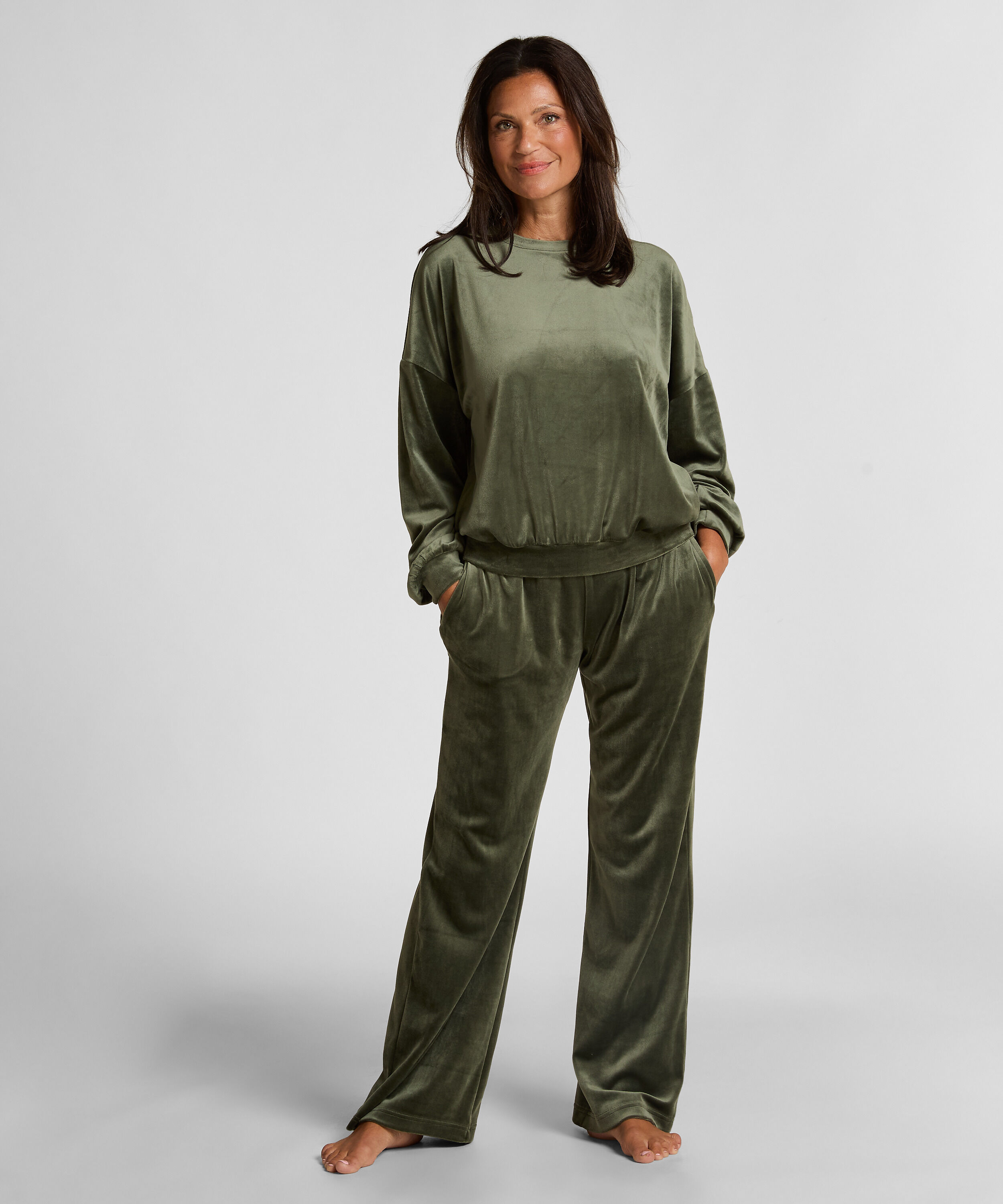 Pyjamahose aus Samt, Grün