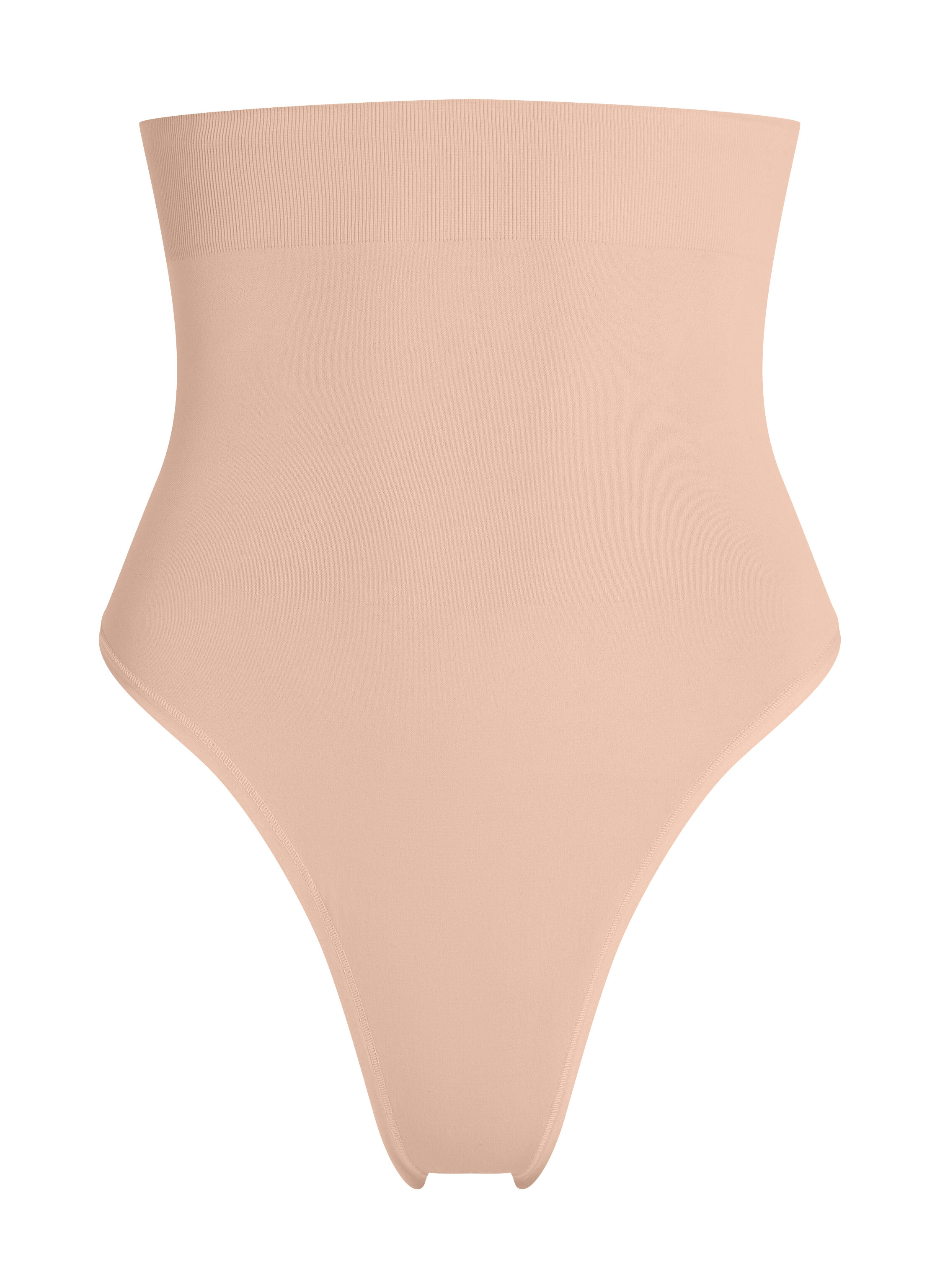 Nahtloser betonender korrigierender String mit hoher Taille, Beige