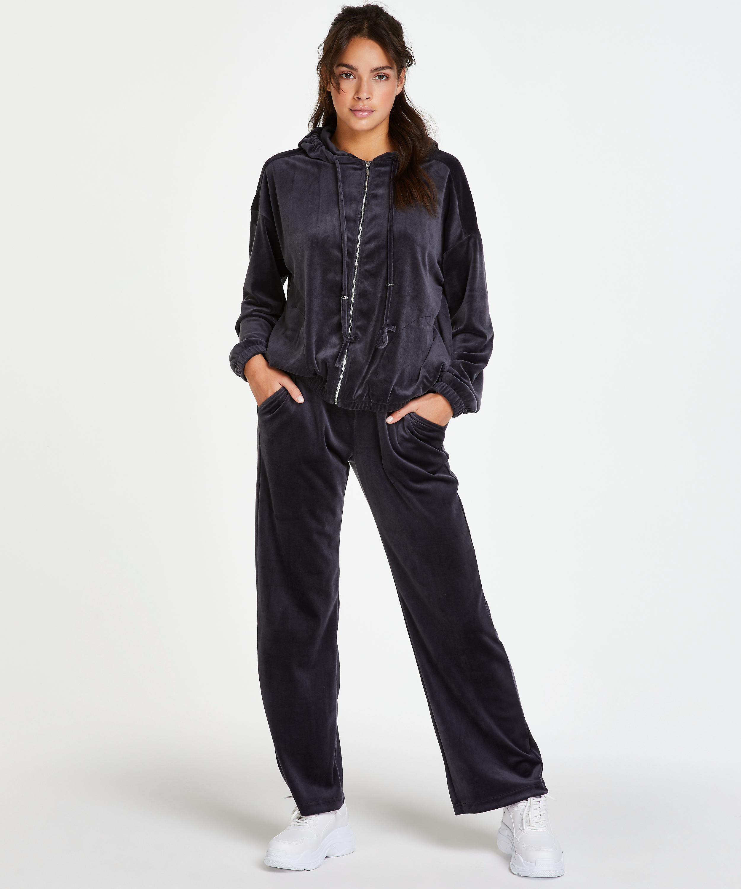 Pantalon de pyjama Velours, Gris, main