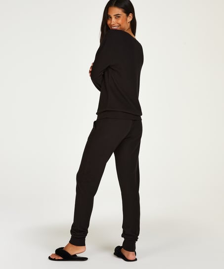 Pyjama Waffle Placket, Noir