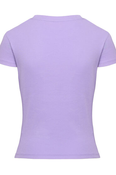 Hunkemöller Ribbed Crew Neck Short-Sleeved Pyjama Top Purple