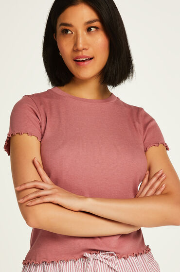 Hunkemöller Shirt mit kurzen Ärmeln Rib Rose