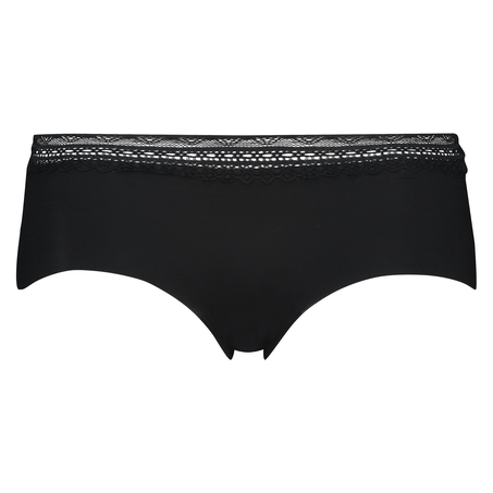 Invisible Shorts, lace waistband, Schwarz