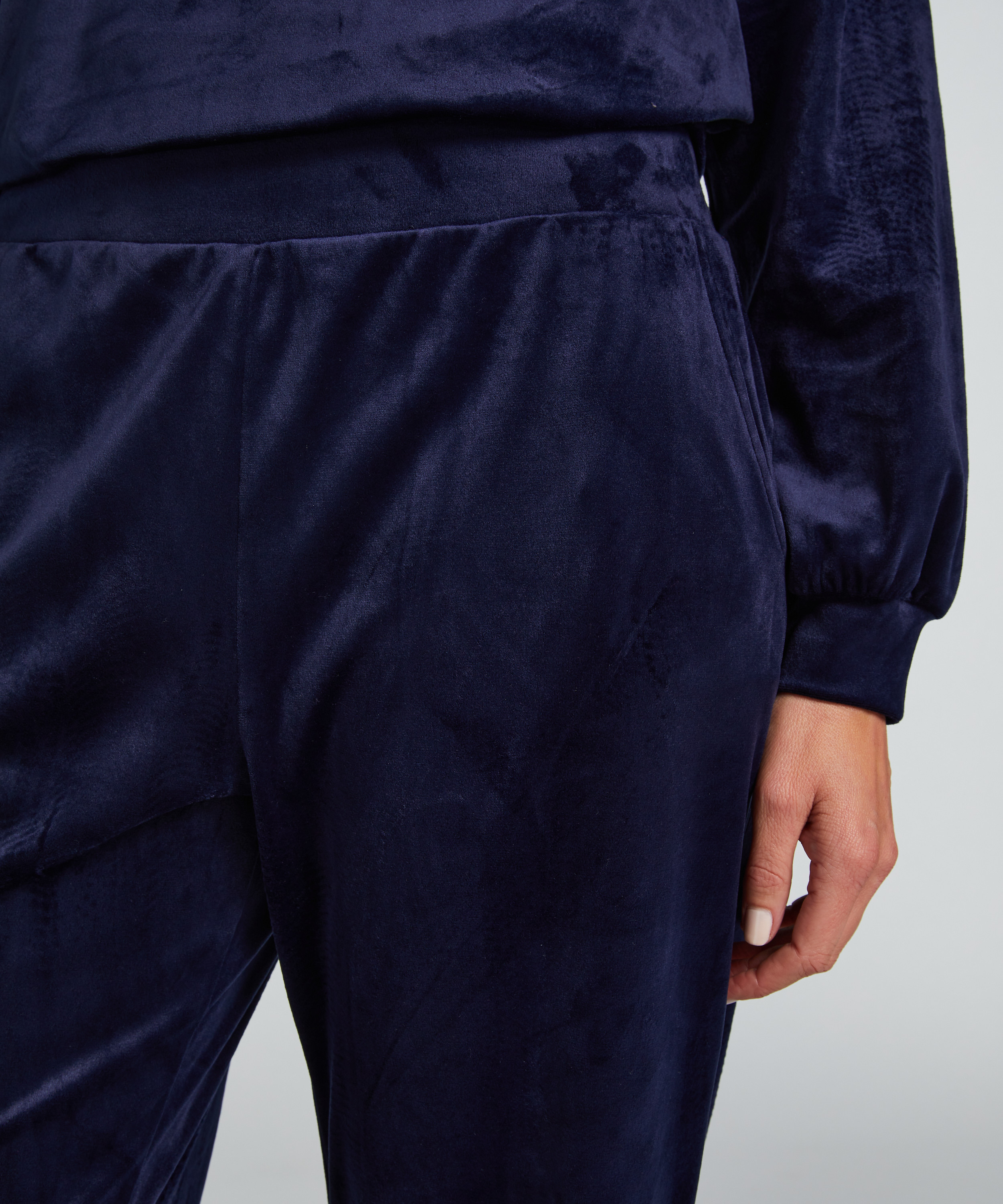Pantalon de pyjama velours, Bleu, main
