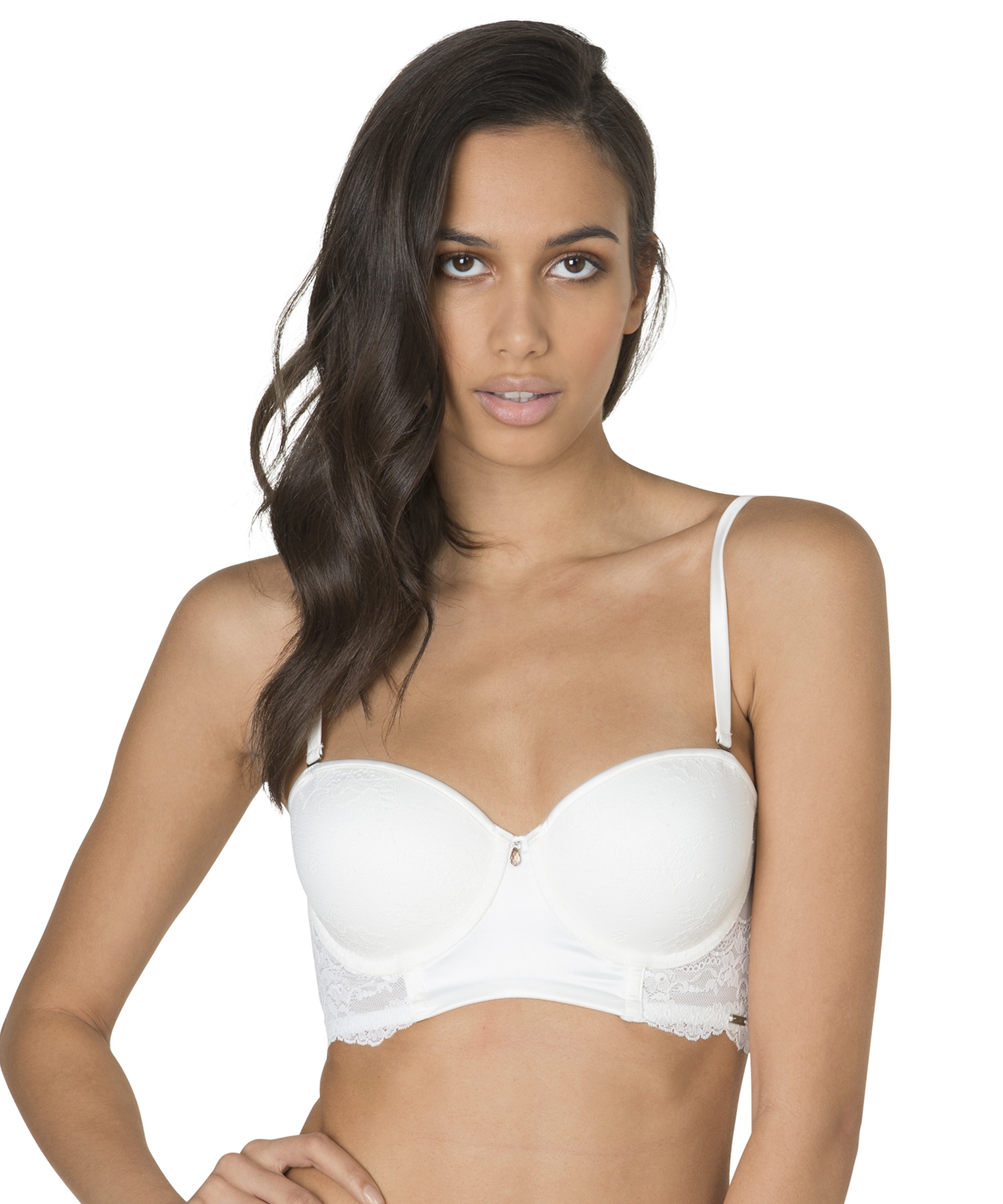 Soutien-gorge &agrave; armatures pr&eacute;form&eacute; longline Rose, Blanc, main