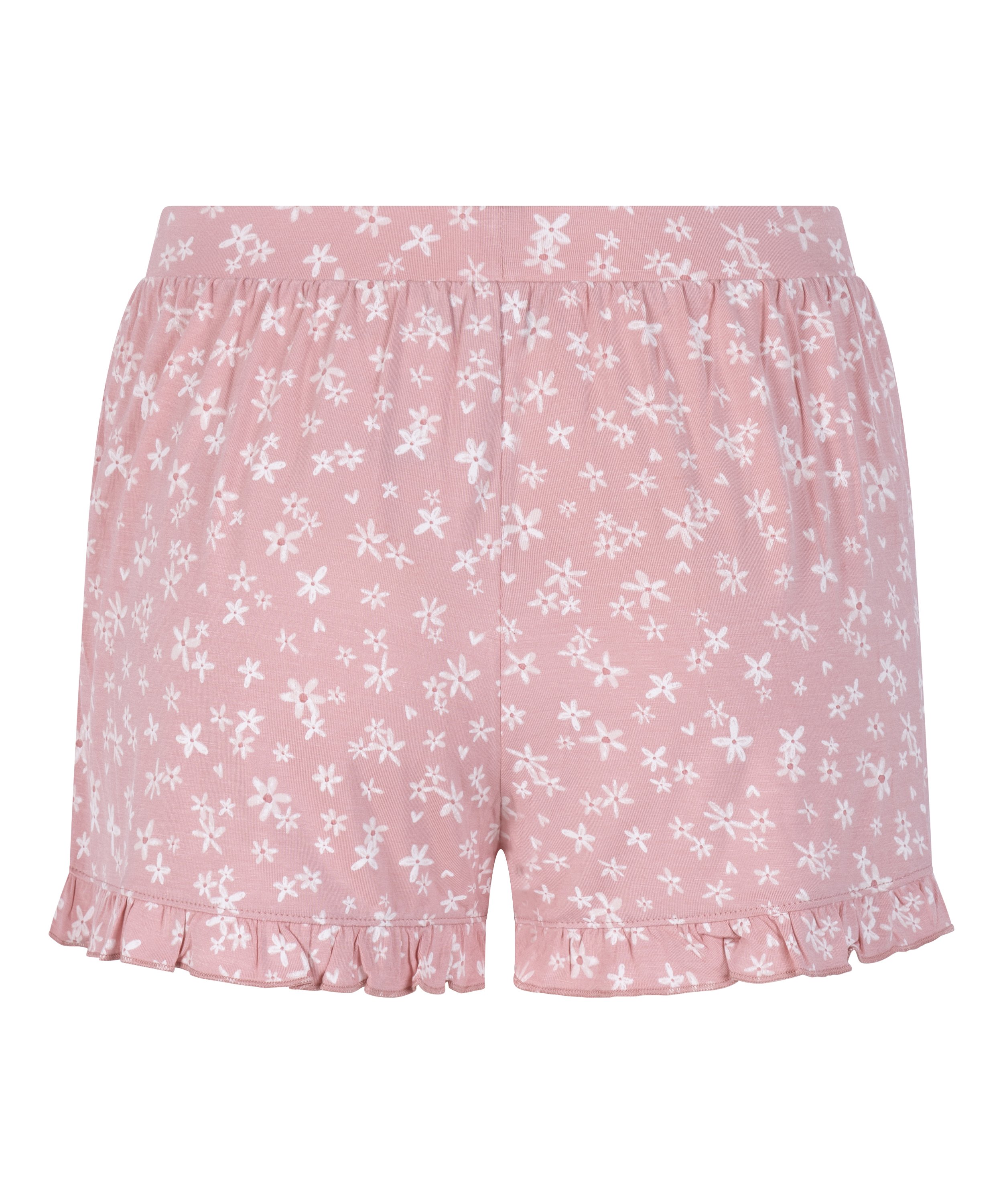 Jersey-Shorts mit Rüschen, Rose, main