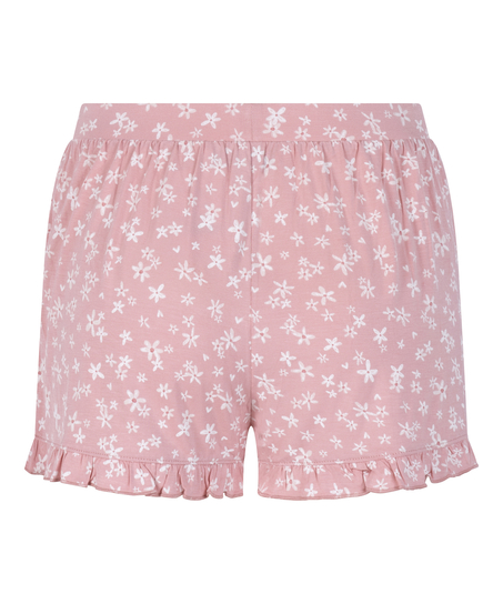 Jersey-Shorts mit Rüschen, Rose