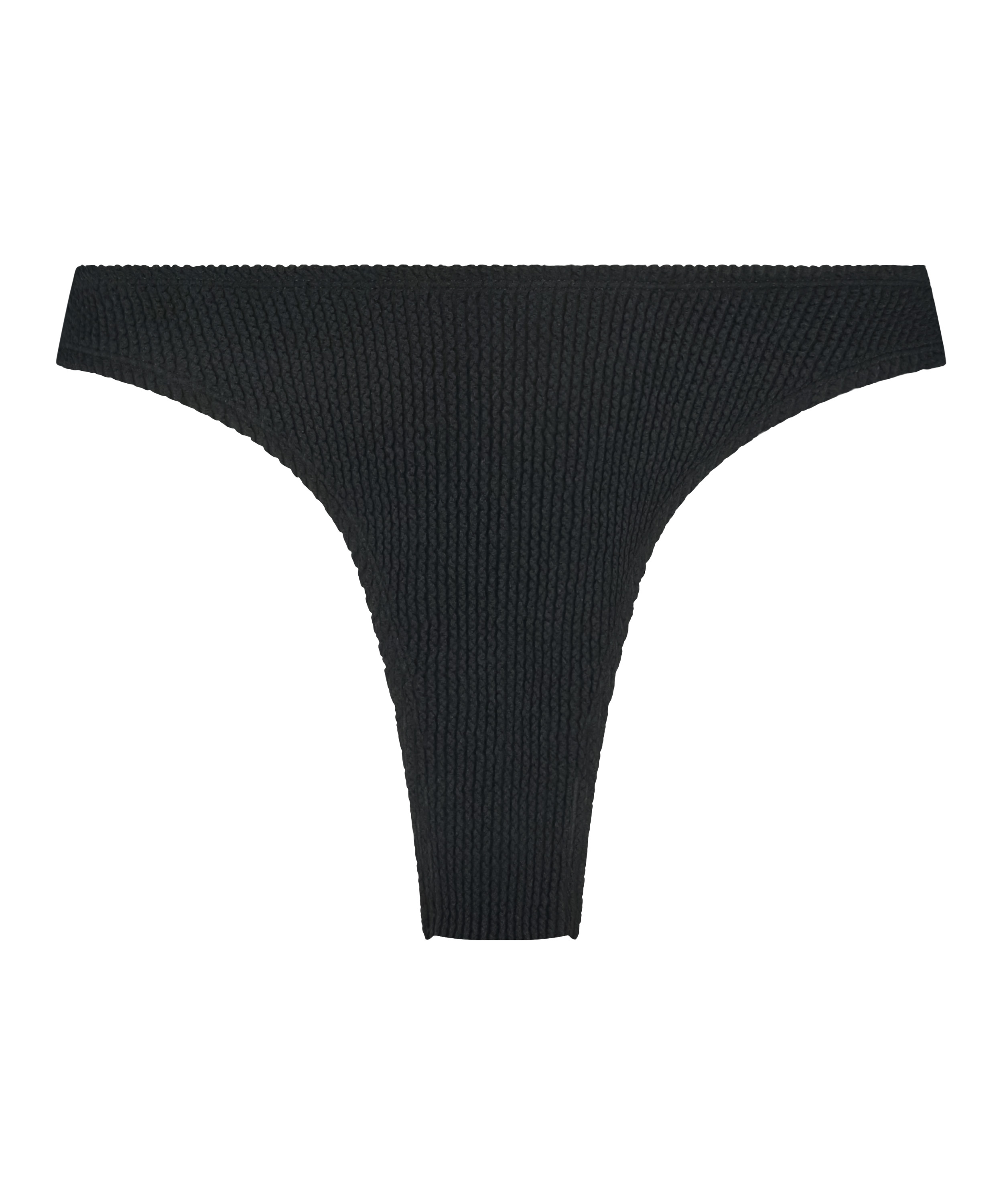 Bikini Slip mit hohem Beinausschnitt Crinkle, Schwarz, main