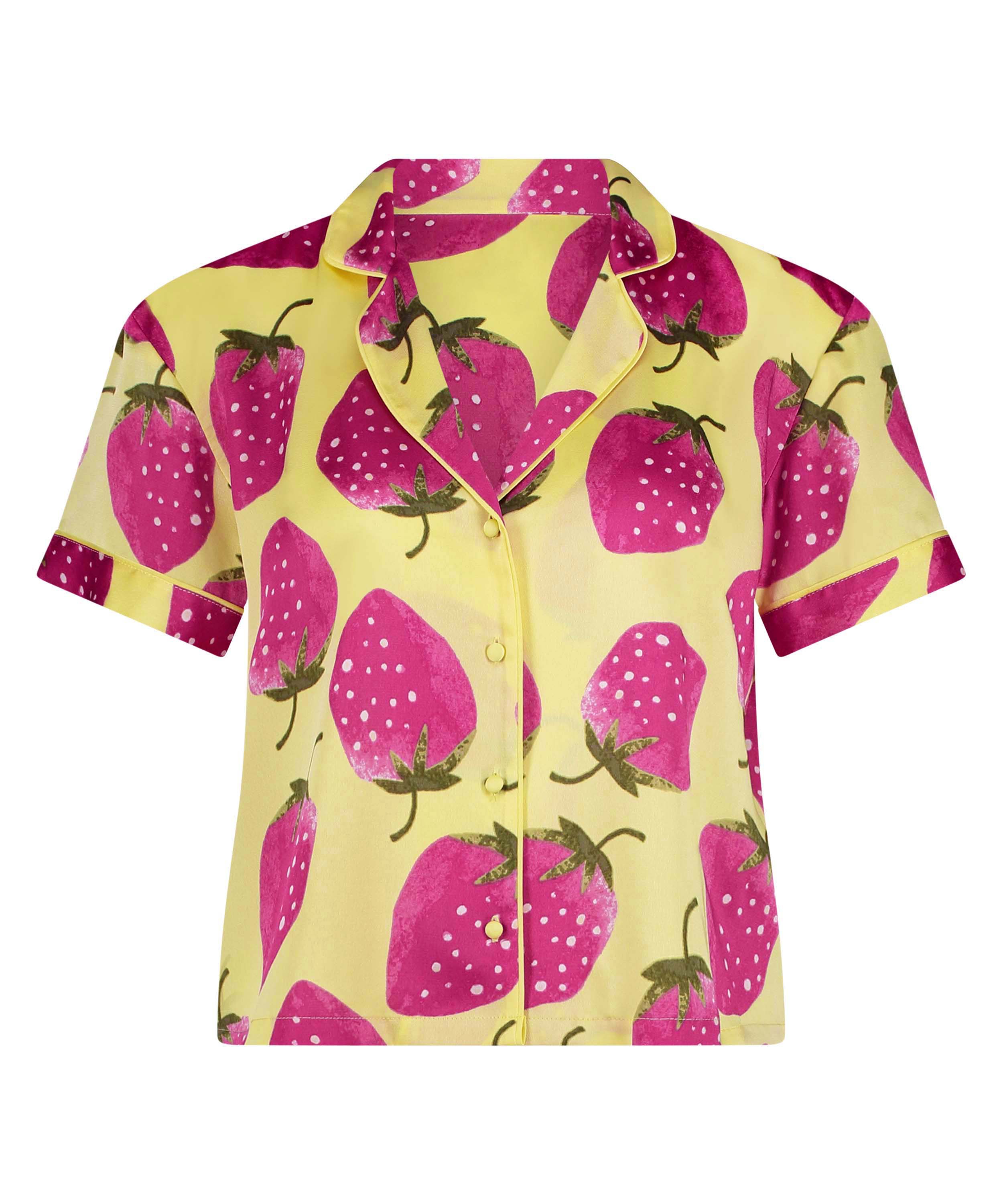 Kurz&auml;rmelige Satin-Jacke, Gelb, main