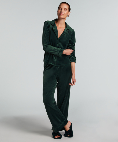 Langarmjacke Velours, Gr&uuml;n