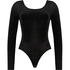 Body velours à manches longues, Noir