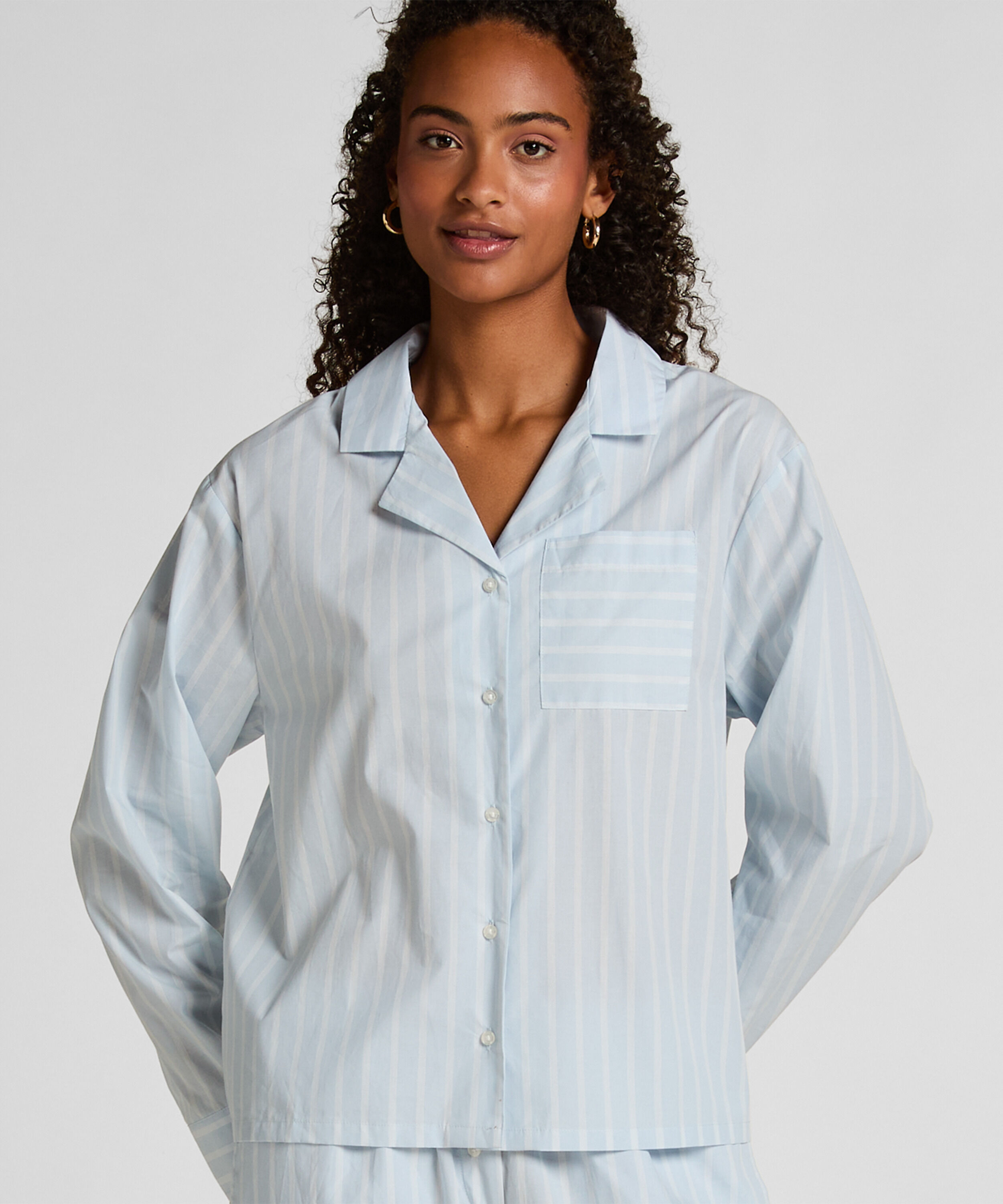 Veste en coton tissé à rayures, Bleu