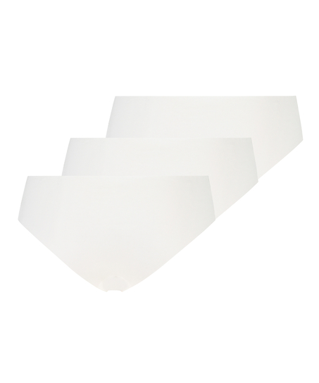 Lot de 3 slips brésiliens invisibles, Blanc