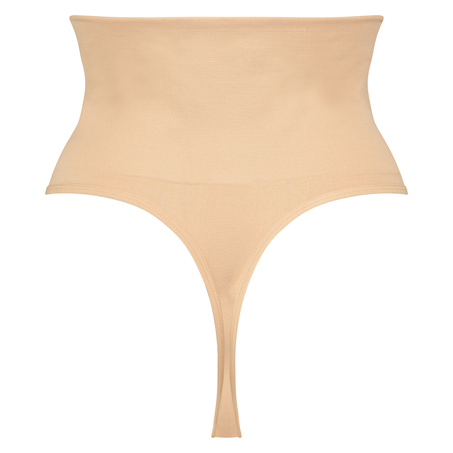 String raffermissant taille haute sans coutures, Beige