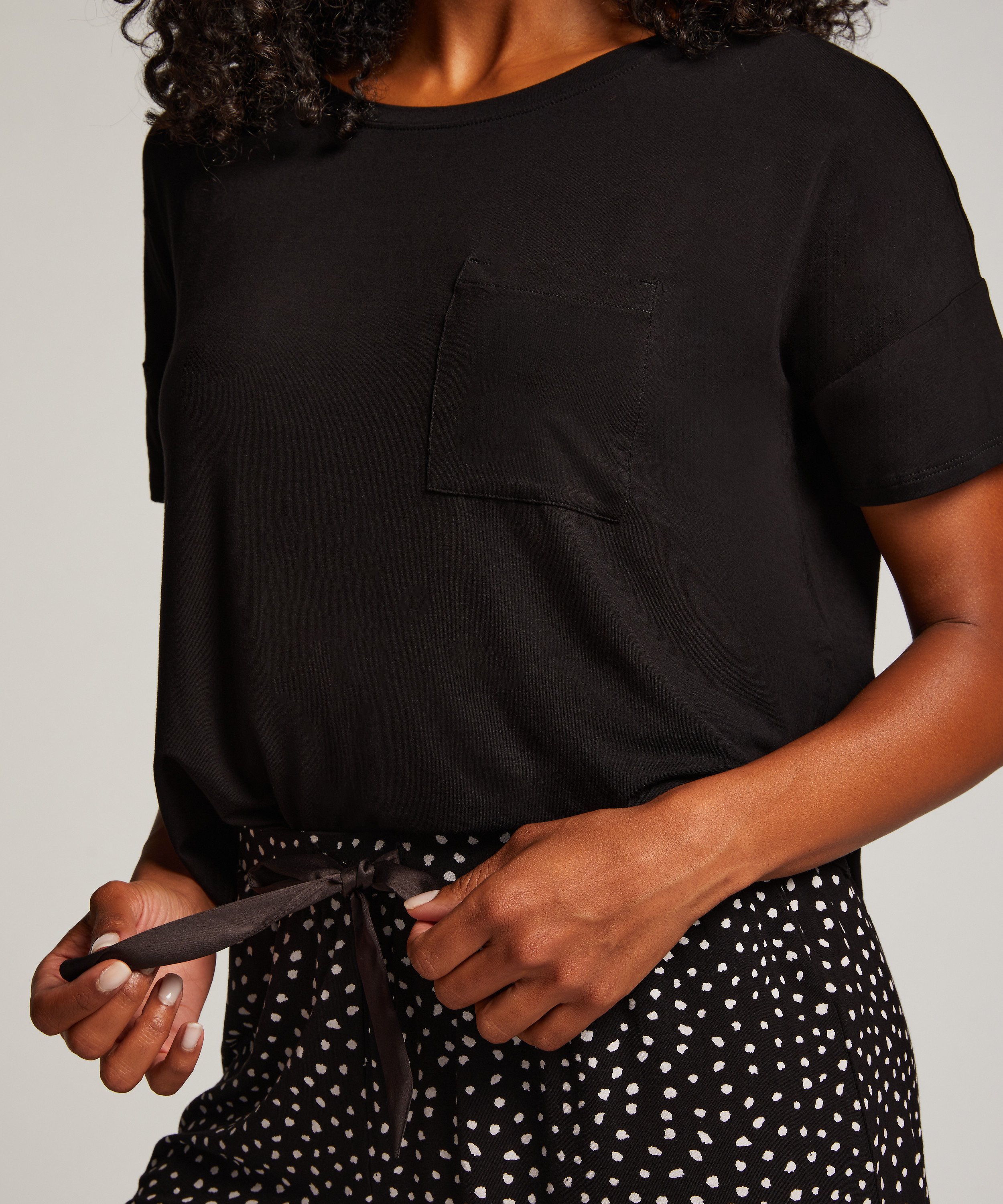 Ensemble de pyjama court, Noir, main