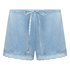 Shorts aus Velours mit Spitze, Blau
