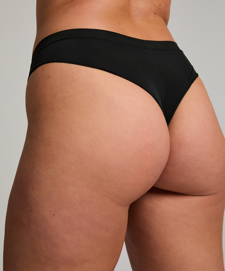 Slip brésilien en maille, Noir