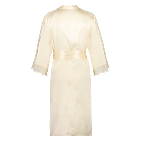 Kimono en dentelle de soie, Beige