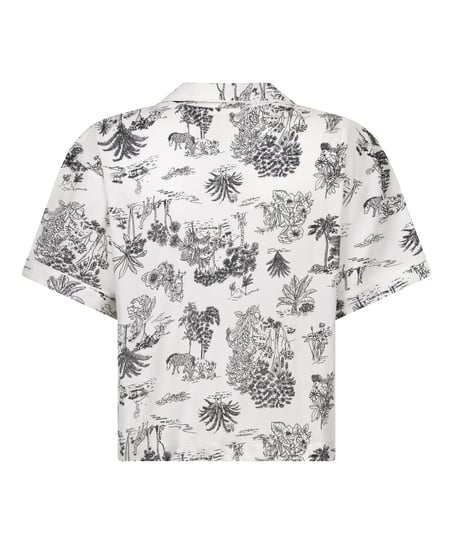 Kurzärmelige Jacke aus Webstoff, Weiß