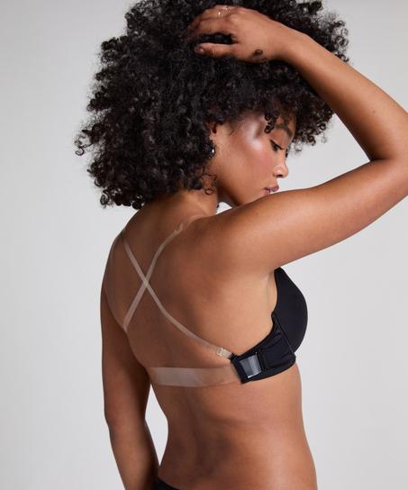 Vorgeformter Push-up-Bügel-BH Transparant, Schwarz