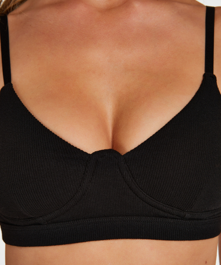Bralette Rib Baddie, Schwarz