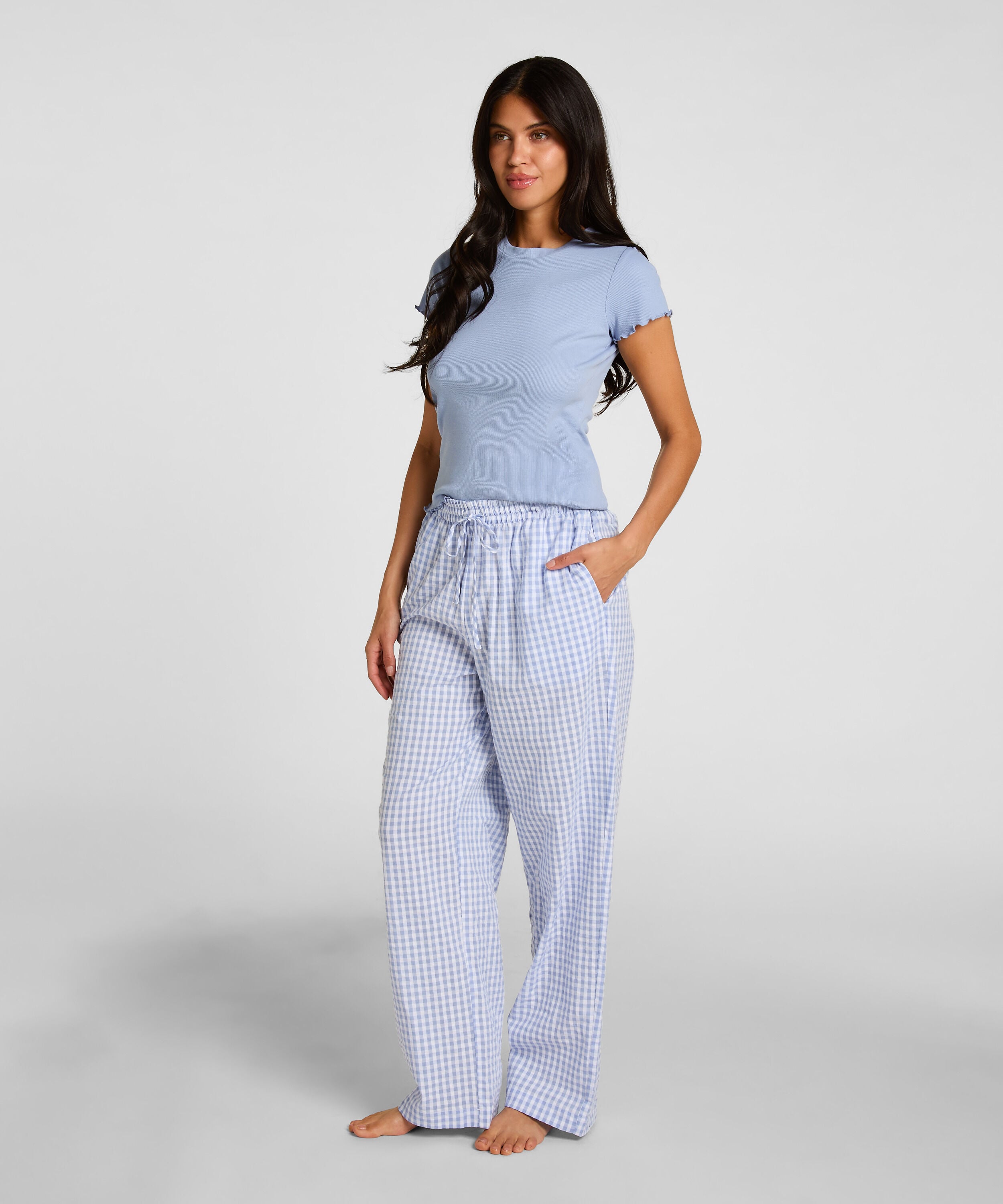 Pyjamahose Baumwolle, Blau