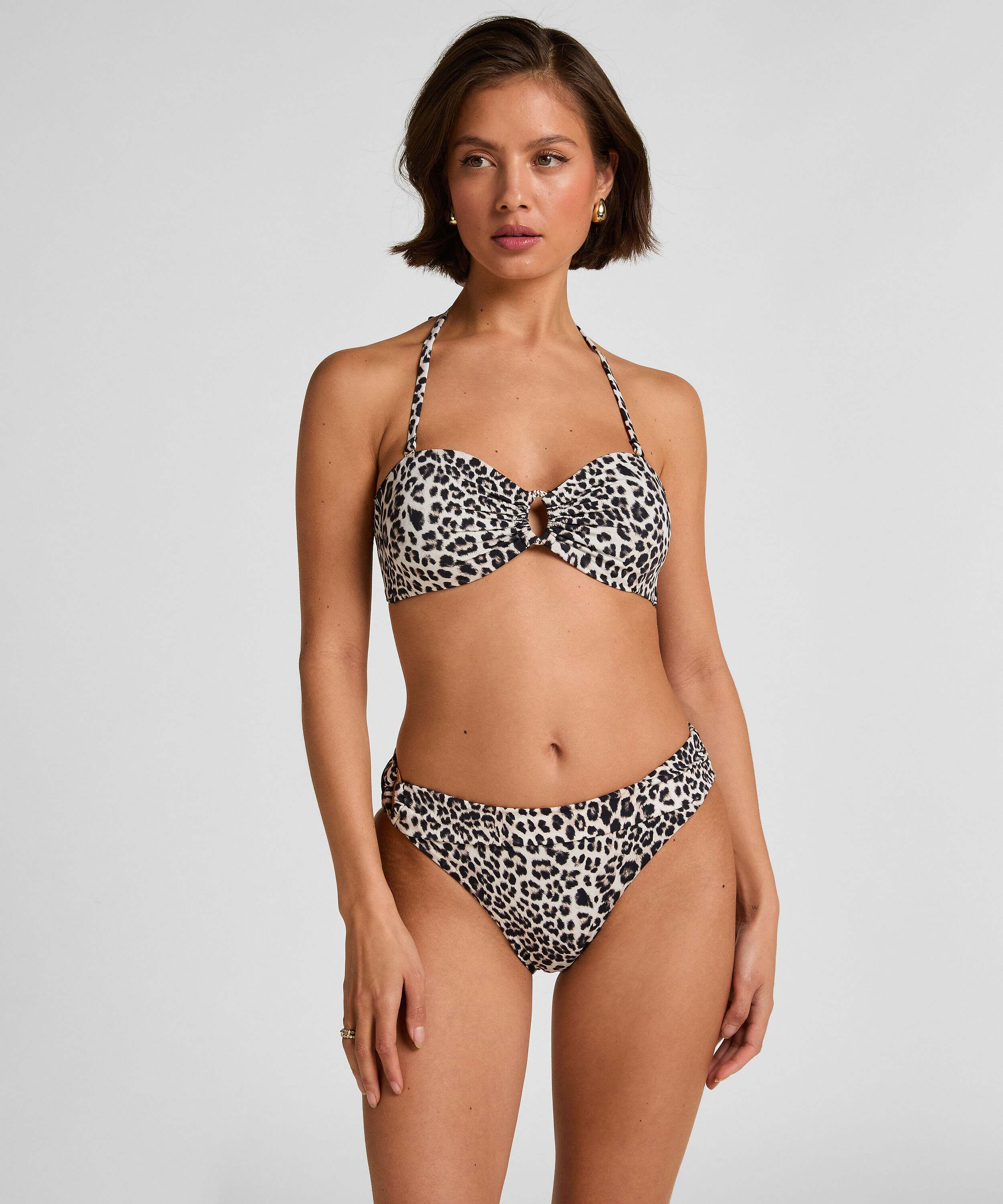Bikinihose Leopard, Schwarz