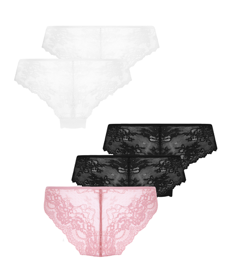 Lot de 5 slip brésilien invisible Lace Back, Rose