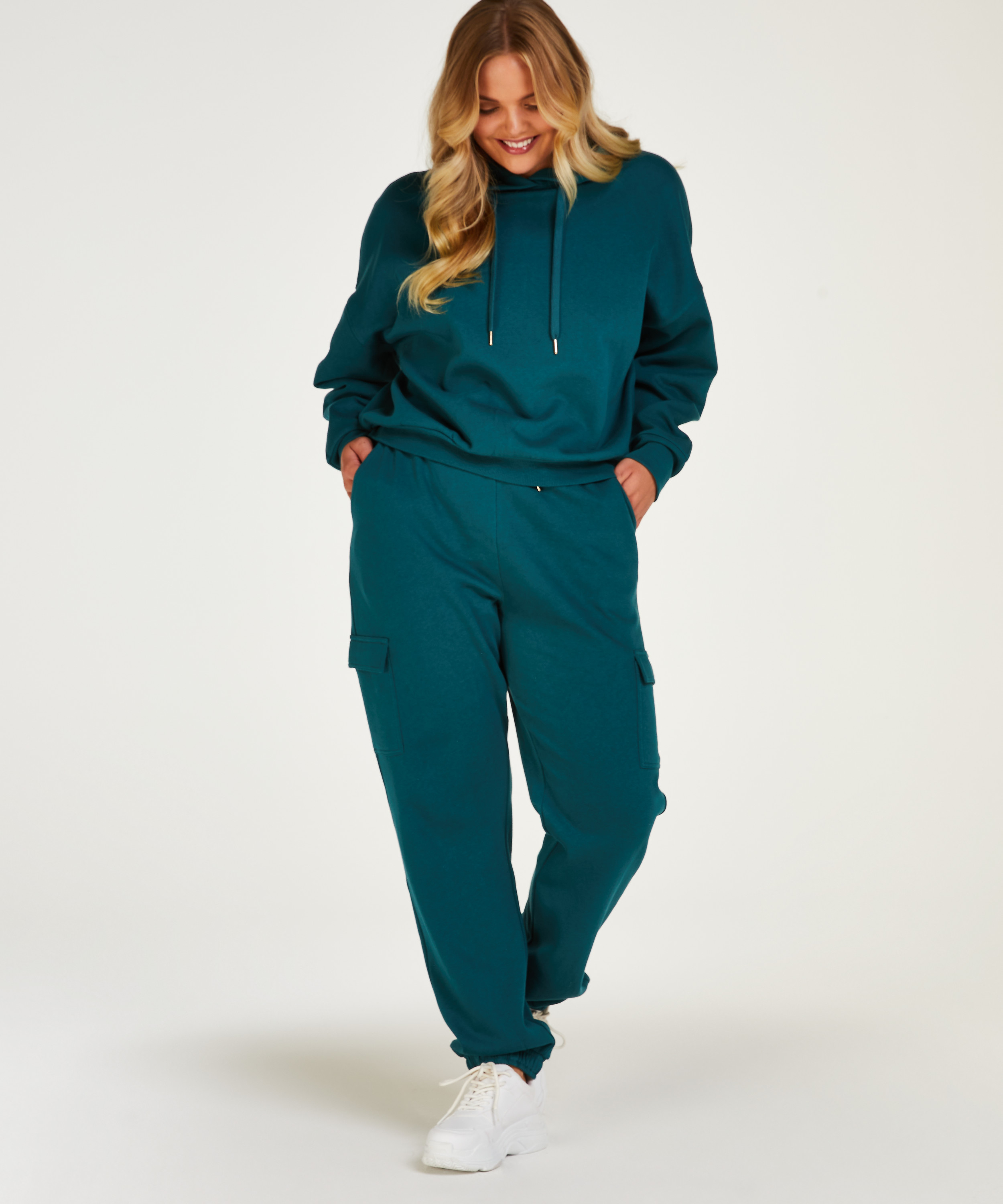 Hoodie &agrave; manches longues, Bleu, main