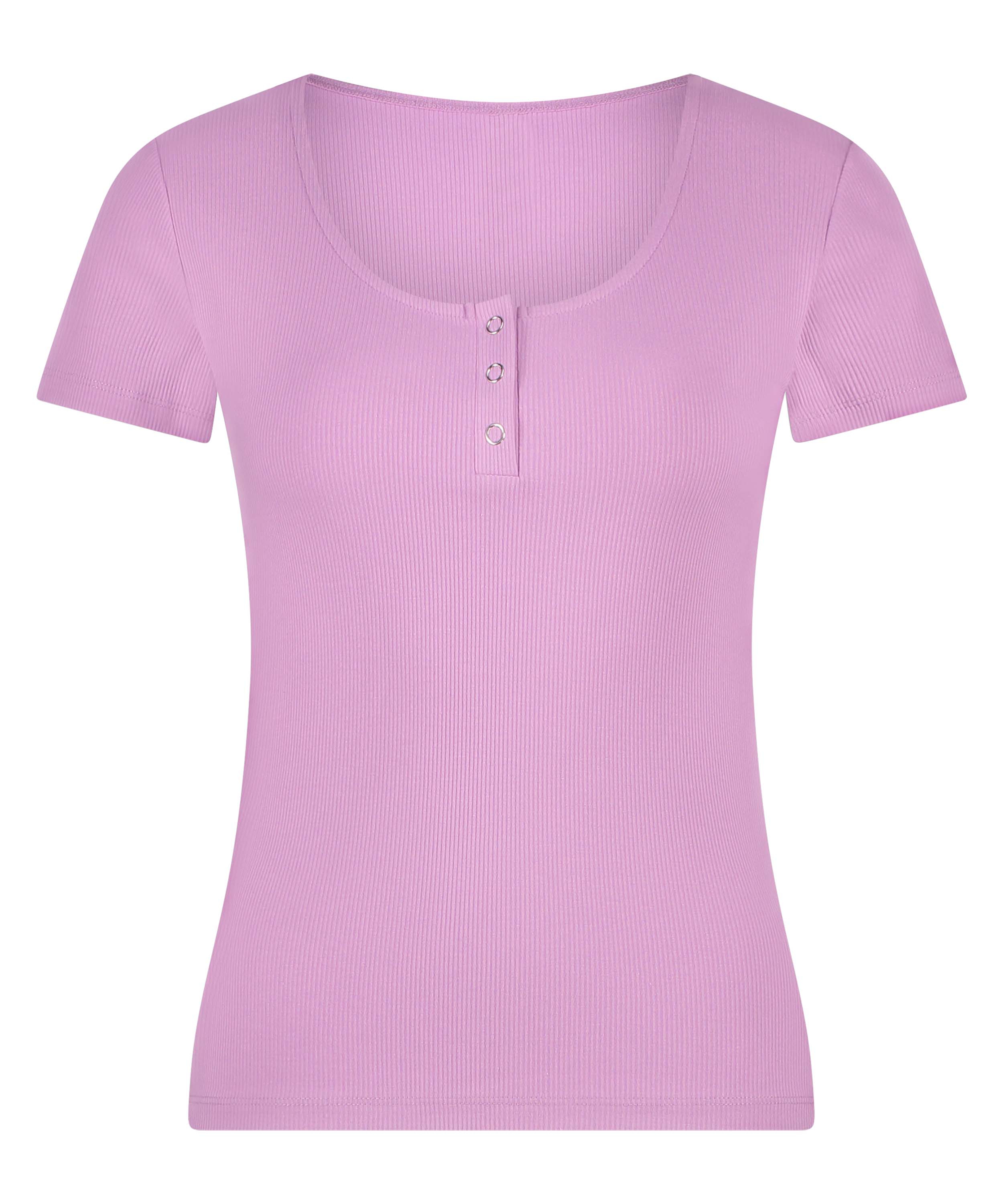 Kurzärmeliges Pyjama-Top Henley, Lila, main