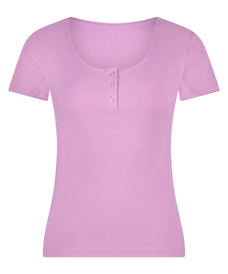 Kurzärmeliges Pyjama-Top Henley, Lila