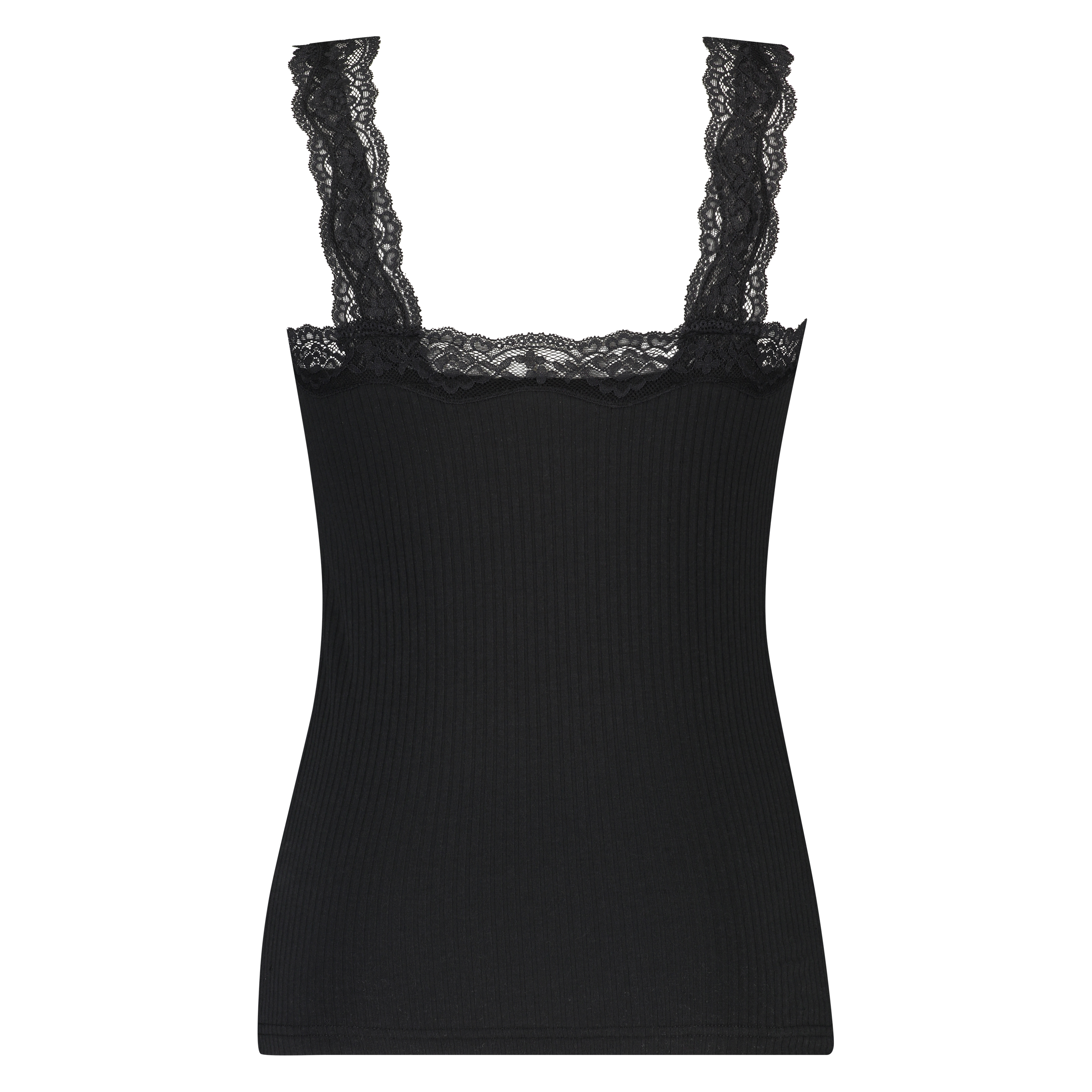 Rib Cami-Top Lace, Schwarz, main