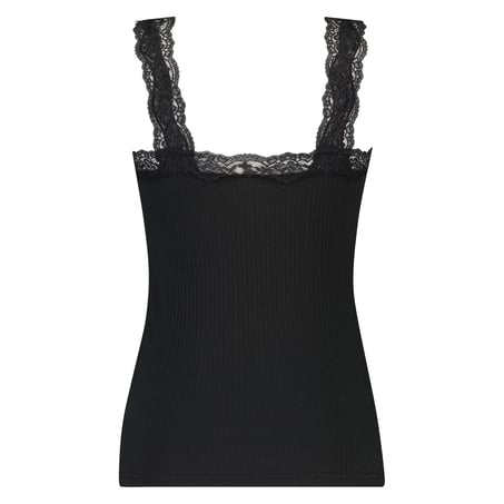 Rib Cami-Top Lace, Schwarz