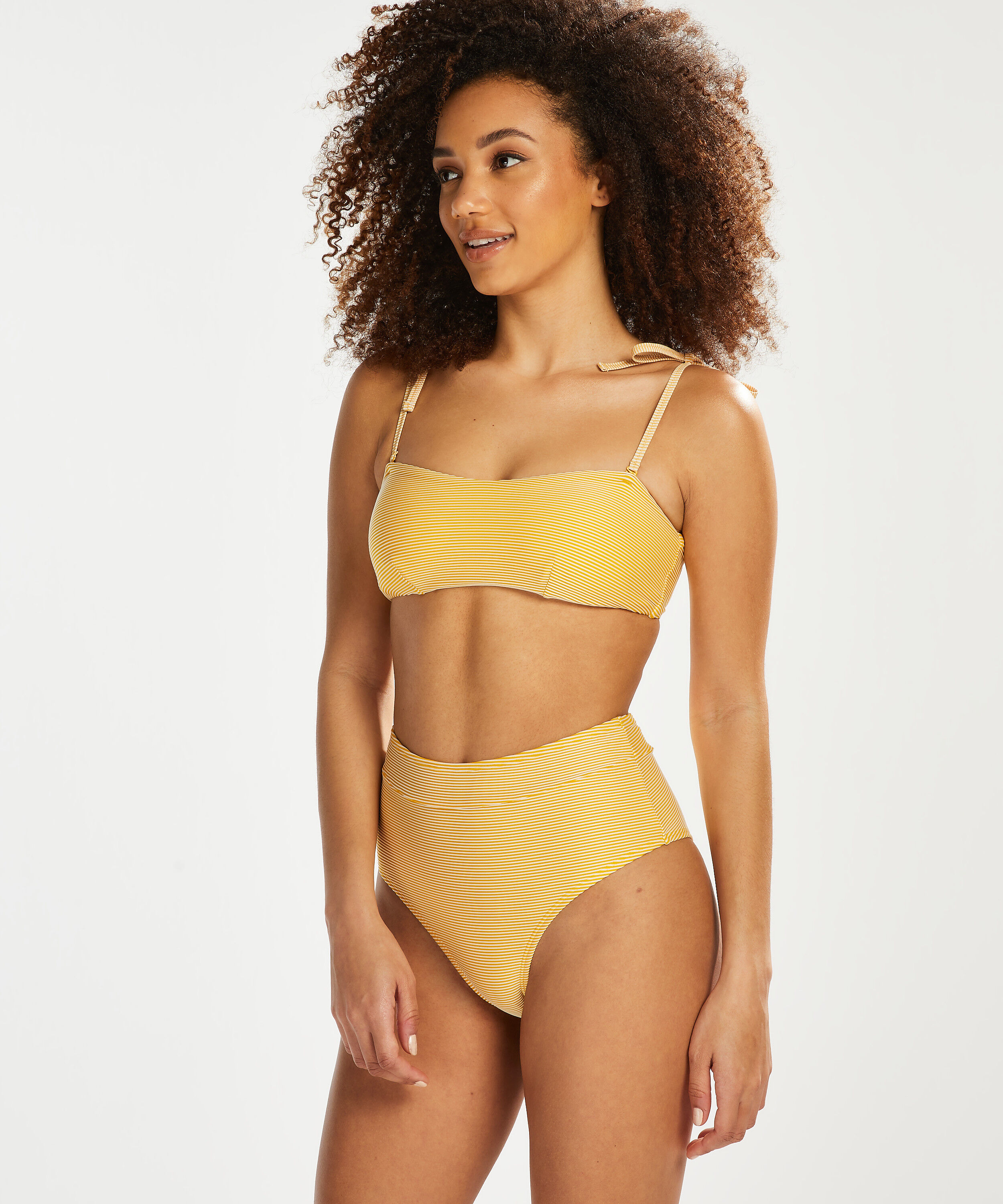 Bas de bikini coquin taille haute Carmel, Jaune