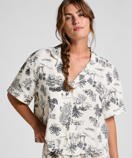 Kurzärmelige Jacke aus Webstoff, Weiß