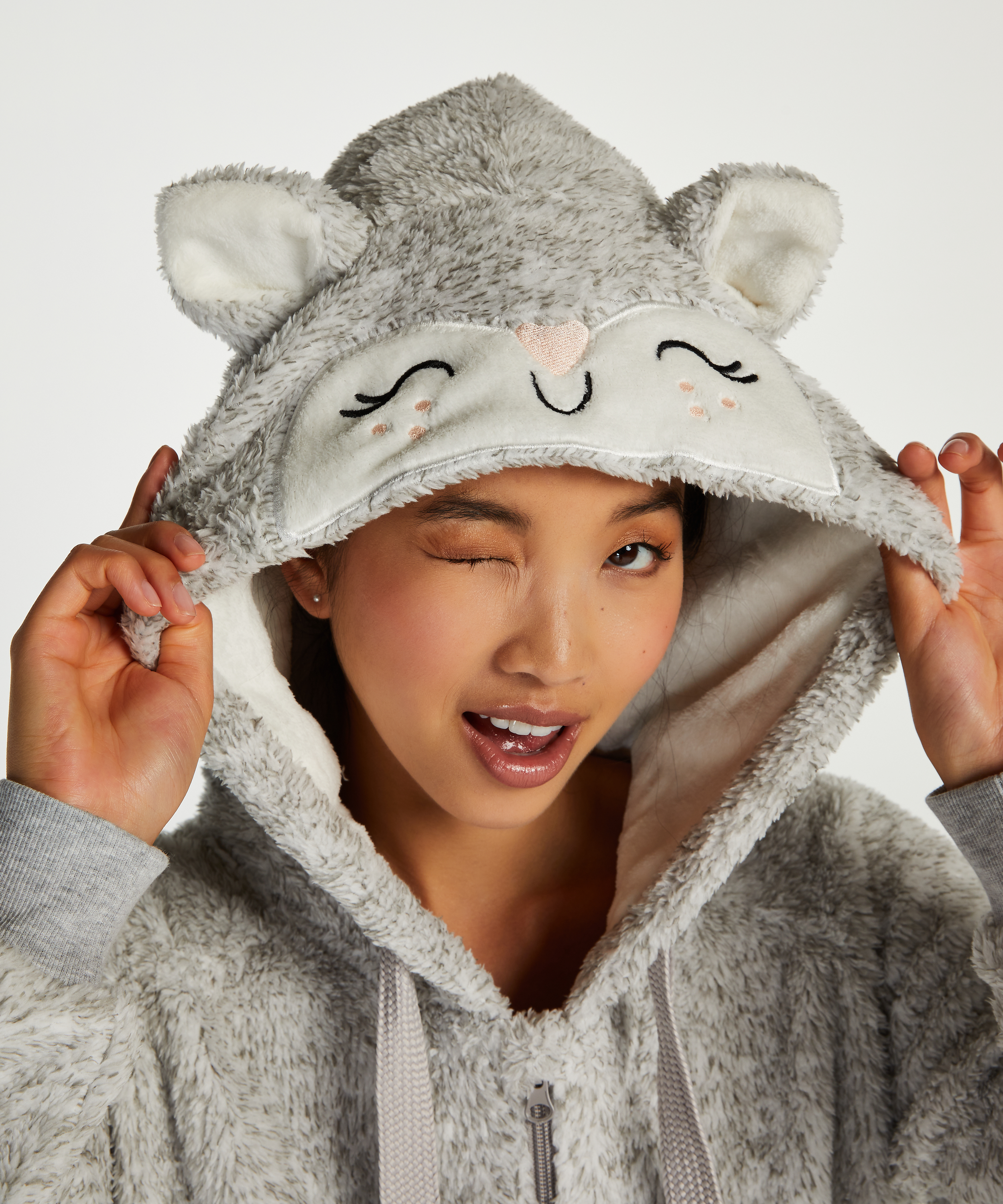 Peignoir Polaire, Gris, main